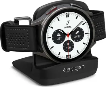 Qëndrim tavoline për orë inteligjente Spigen Night Stand S353, për Samsung Galaxy Watch 6 5 dhe Classic Pro, i zi