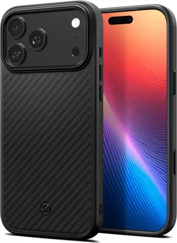 Mbështjellës telefoni Spigen Enzo Aramid T MagSafe, për iPhone 17 Pro, fibrë aramid, i zi