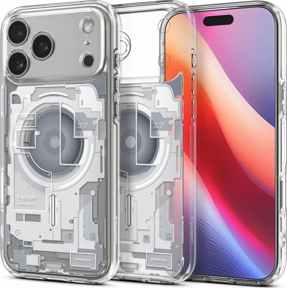 Mbulesë telefoni Spigen Ultra Hybrid Zero One, për iPhone 17 Pro, transparente, e bardhë - 1