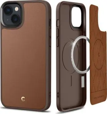 Mbështjellës Spigen Cyrill Kajuk MagSafe për iPhone 14 Plus, PU lëkurë/TPU, kafe, 1 copë