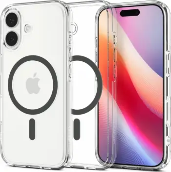Kllëf telefoni Spigen Ultra Hybrid MagSafe për iPhone 17, transparent, grafit