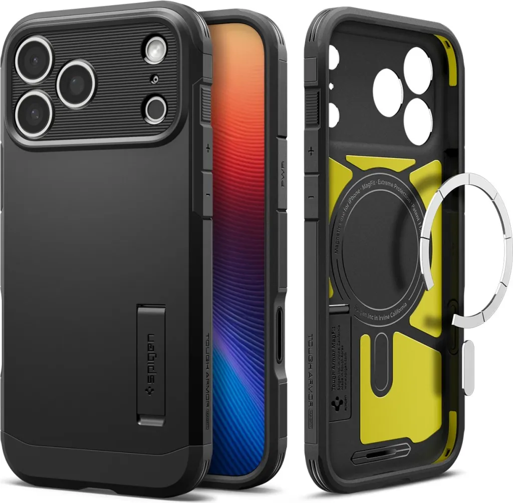 Mbrojtëse telefoni Spigen Tough Armor T MagSafe, për iPhone 17 Pro Max, e zezë - 1