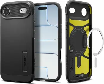 Mbulesë telefoni Spigen Tough Armor T MagSafe, për iPhone 17, me mbrojtje të fortë, e zezë