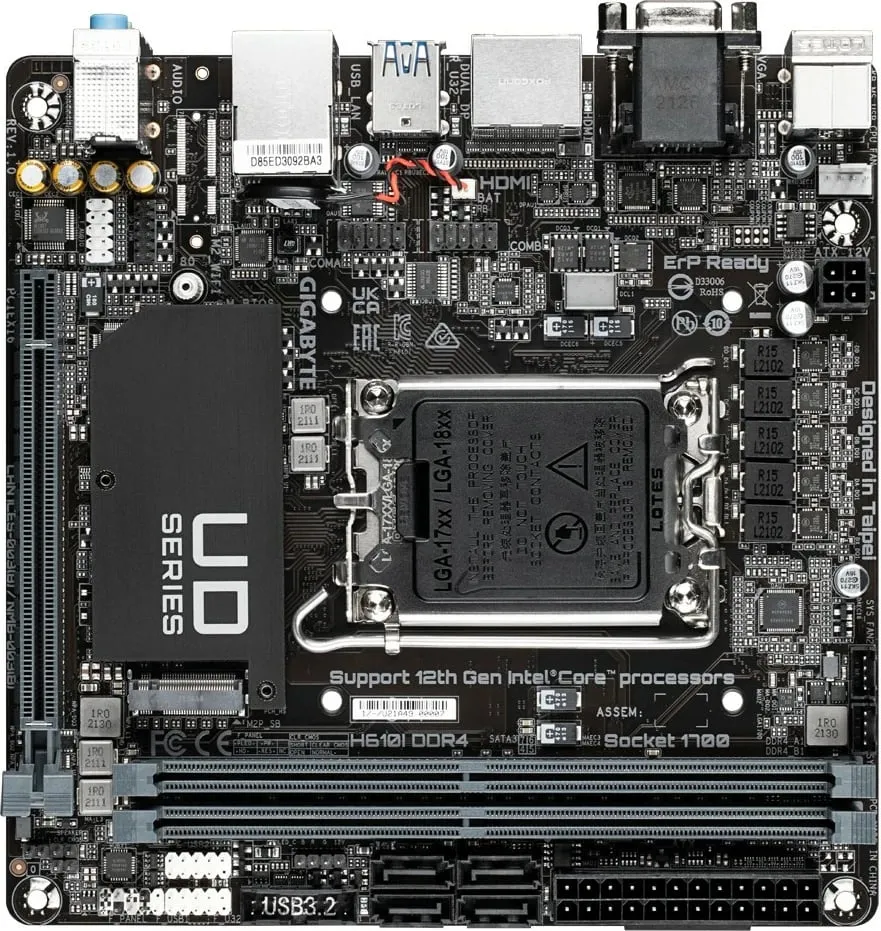 Pllakë amë Gigabyte H610I DDR4, mini ITX, LGA 1700, e zezë - 3