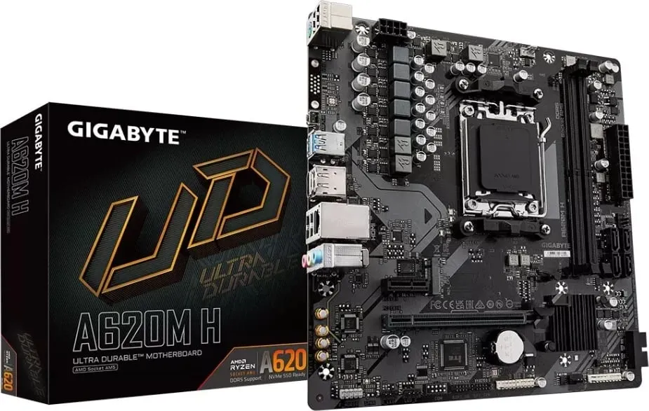 Pllakë amë Gigabyte A620M H, mATX, AM5, DDR5, e zezë - 1