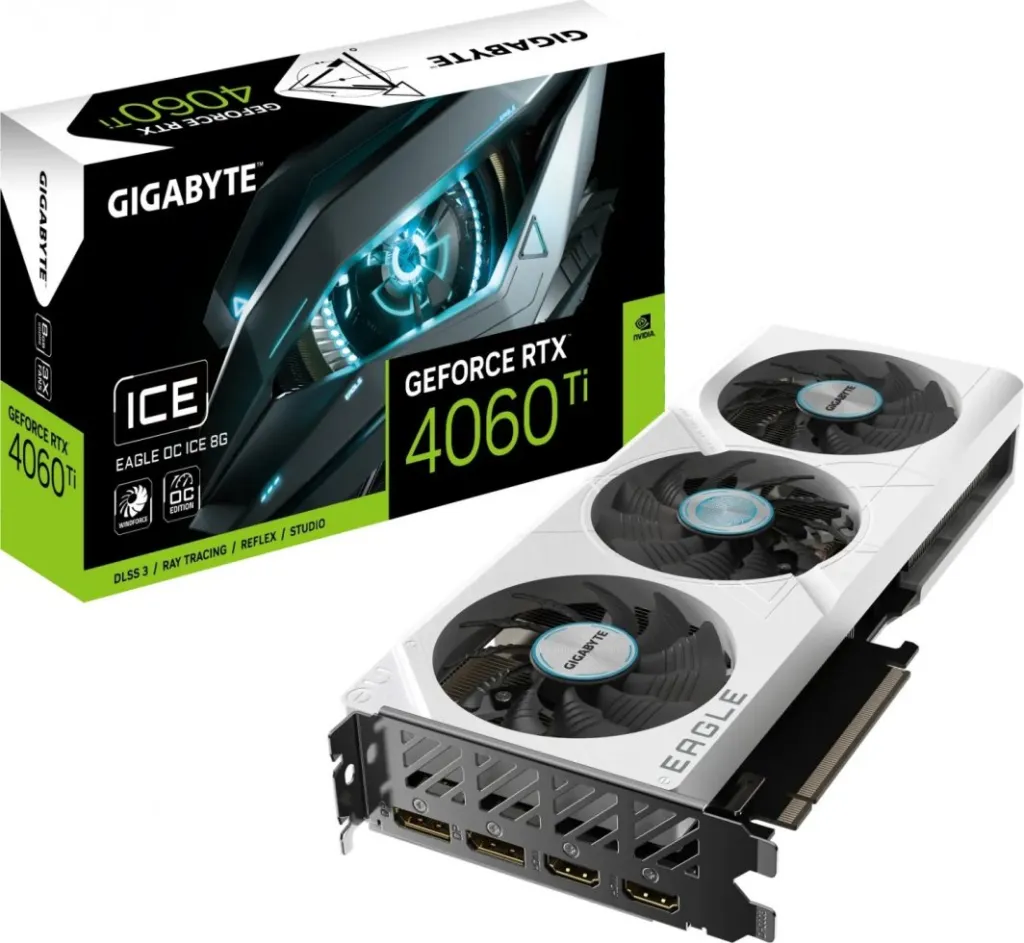 Kartelë grafike Gigabyte GeForce RTX 4060TI EAGLE OC ICE, 8GB, e bardhë - 1