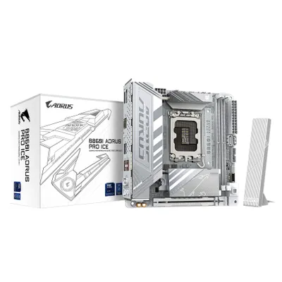 Pllakë amë Gigabyte B860I AORUS PRO ICE, ITX, LGA 1851, DDR5, e bardhë - 1