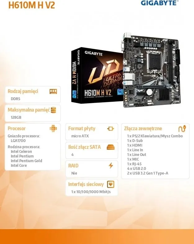 Pllakë amë GIGABYTE MB H610M H V2 DDR5 - 5