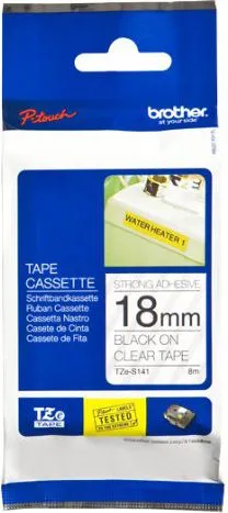 Shirit për printer Brother Tapes TZeS141 18mm, i zi/transparent - 1