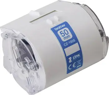 Shirit printimi për etiketa Brother Genuine CZ‑1005, 5m x 50mm, i bardhë