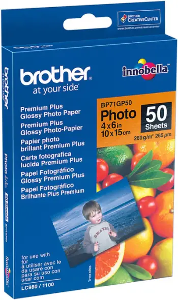 Letër fotografike për printim Brother Premium Glossy BP71GP50, 50 faqe, 10x15cm, 260g