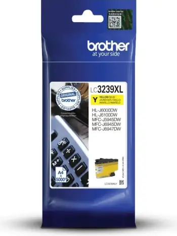 Ngjyrë për printer Brother LC3239XLY, kapacitet i lartë, 5000 faqe, e verdhë