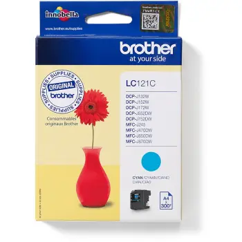 Ngjyrë për printer Brother LC-121C, 300 faqe, e kaltër