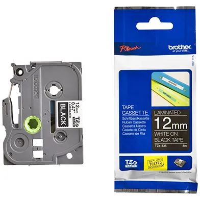 Label Brother TZe-335 Laminated Tape 12mm – Bardhë / Zezë - 1