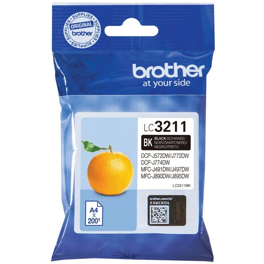 Kasetë bojë Brother LC3211BK, 200 faqe, e zezë - 1