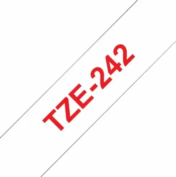 Kasetë etiketuese Brother TZe-242, 18mm, tekst i kuq në të bardhë, 8m
