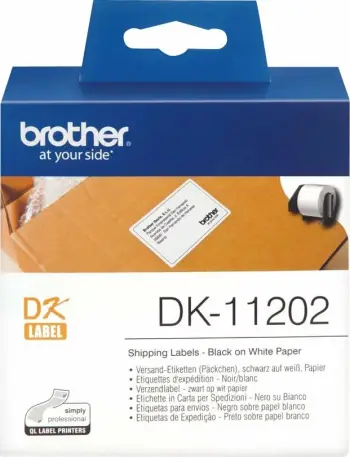 Etiketa Brother DK-11202, 62x100mm, 300 copë, e bardhë me të zezë