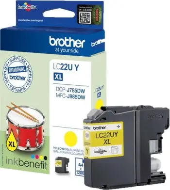 Kasetë boje Brother LC22UY XL, 1200 faqe, e verdhë