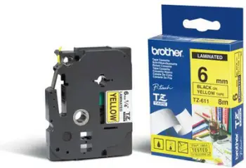 Shirit i laminuar për printer Brother TZ-611, i zi / i verdhë