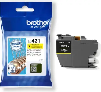 kartush bojë, Brother, LC421Y, 200 faqe, standard, e verdhë