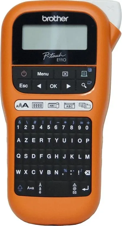 Printer etiketa Brother PT-E110, QWERTY, 180x180 DPI, portokalli - 2