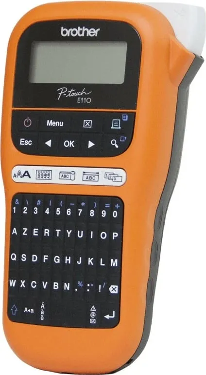 Printer etiketa Brother PT-E110, QWERTY, 180x180 DPI, portokalli - 3