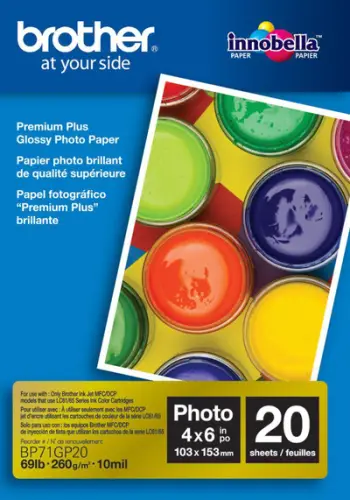 Letër fotografike për printer Brother BP71GP20, A6, 260g/m², e bardhë