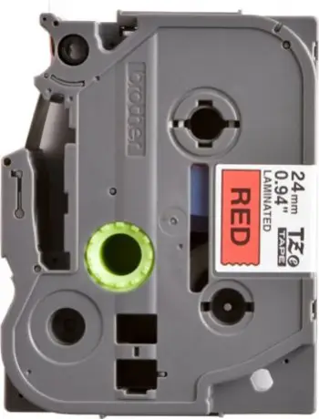 Kasetë etiketash Brother TZe-451 24mm 8m, e laminuar, e zezë mbi të kuqe