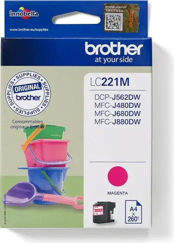Kartushë boje Brother LC-221M, origjinale, magenta