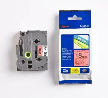 Kasetë etiketuese, Brother, TZE-441, 18 mm e laminuar 8 m, e zezë mbi të kuqe