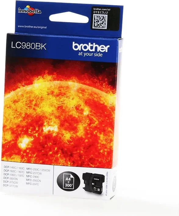 Fishek ngjyre për printer Brother LC-980BK, 300 faqe, i zi - 1