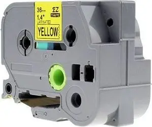 Kasetë etiketa Brother TZe-FX661, 36mm, laminuar, e verdhë