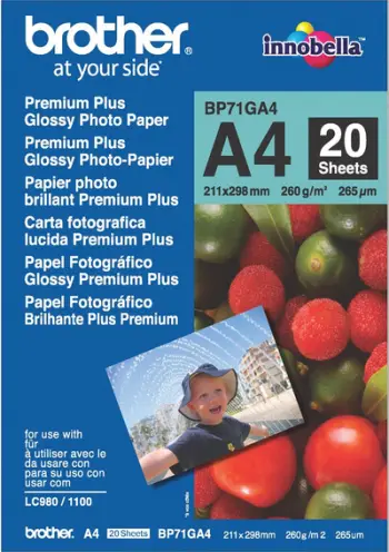 Letër fotografike për printer Brother BP71GA4, A4, 260g/m2, 20 fletë