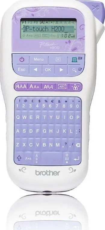 Printer etiketa Brother P‑Touch PT‑H200 (PTH200ZG1), 203 dpi, formati B2, me dizajne/kuadre dekorative, portativ, vjollcë/bardhë