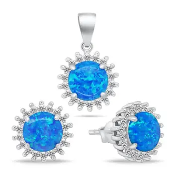 Set vathë dhe qafore për femra Brilio Silver SET254WB, të kaltër/argjendtë