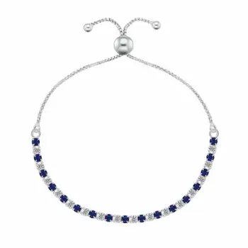 Byzylyk elegant prej argjendi me zircone të qarta dhe blu BRC169WB