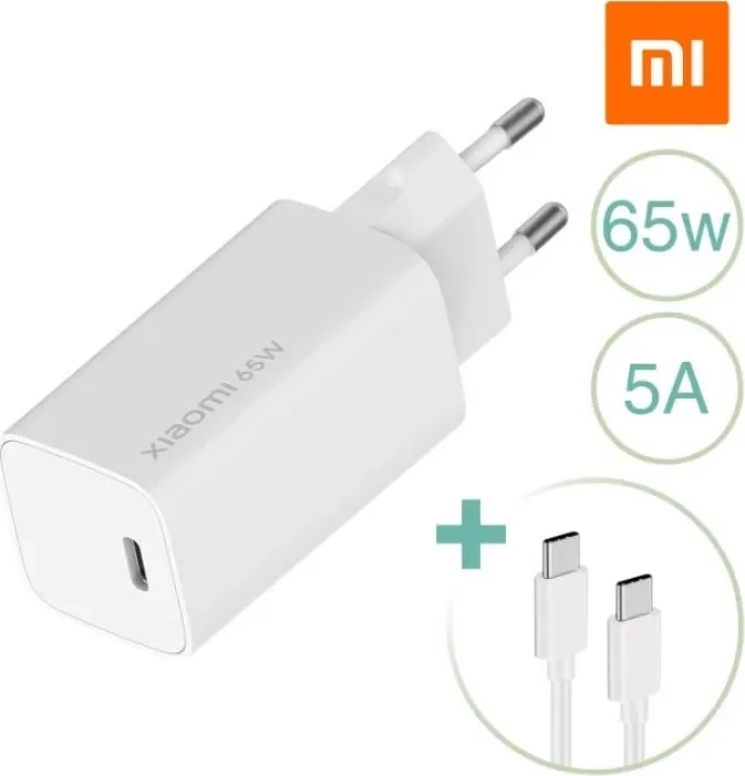 Karikues Xiaomi Mi Charge Type-C Fast Charge 65W, i bardhë - 1