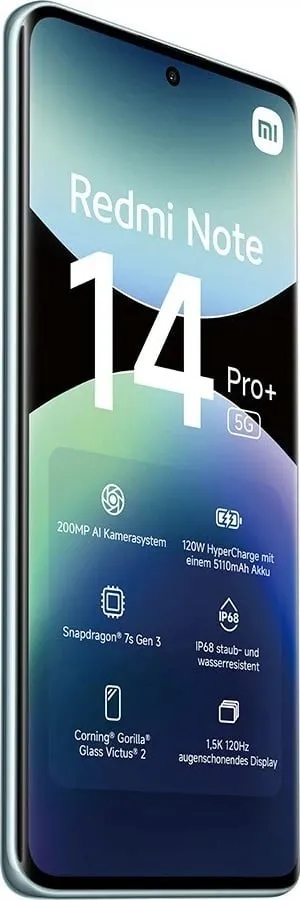 Celular Xiaomi Redmi Note 14 Pro+, 6.67", 8+256GB, 5G, i kaltër - 3