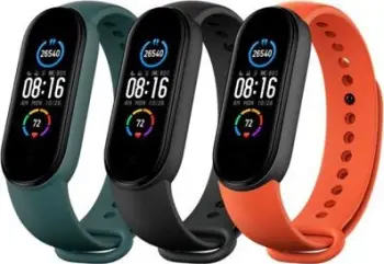 Rrip Xiaomi Mi Smart Band 5, e zezë/portokalli/e gjelbër, 3 copë