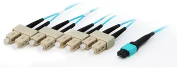Kabllo me fibra optike Equip 25557807, MTP-në-4xSC, OM4, 20m, e kaltër