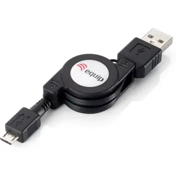 Kabëll USB 2.0 tërheqës Equip 1m, USB A në Micro-USB B, i zi