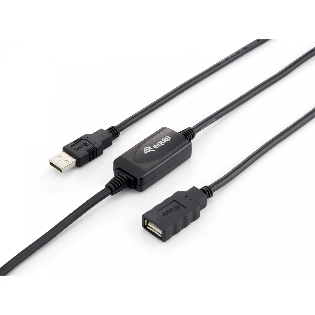 Kabllo zgjatëse USB 2.0 aktive Equip 10m, USB A mashkull/femër, e zezë - 1