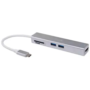 Adapter USB-C 5-n-1 Equip, HDMI 4K, 2x USB 3.2, Lexues kartelash, argjendtë