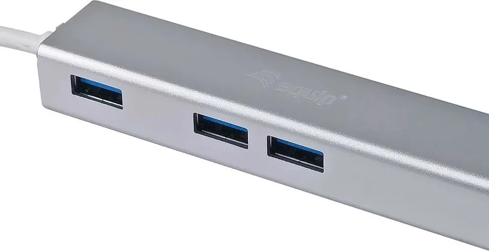 USB-C hub Equip 133481, 3 porte USB 3.0, Gigabit Ethernet, alumini, silver - 3
