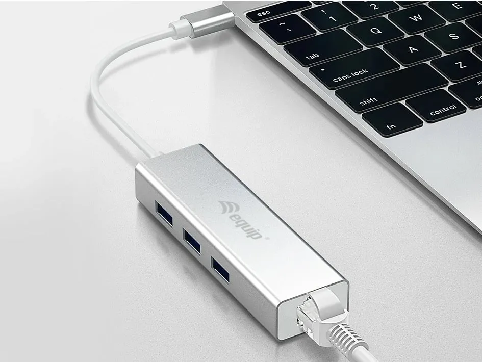 USB-C hub Equip 133481, 3 porte USB 3.0, Gigabit Ethernet, alumini, silver - 7