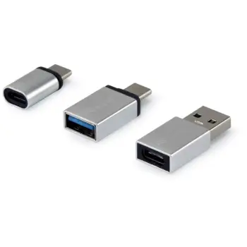 Adapter OTG USB-C Equip 3 copë, USB C/USB A/Micro-USB, argjendtë