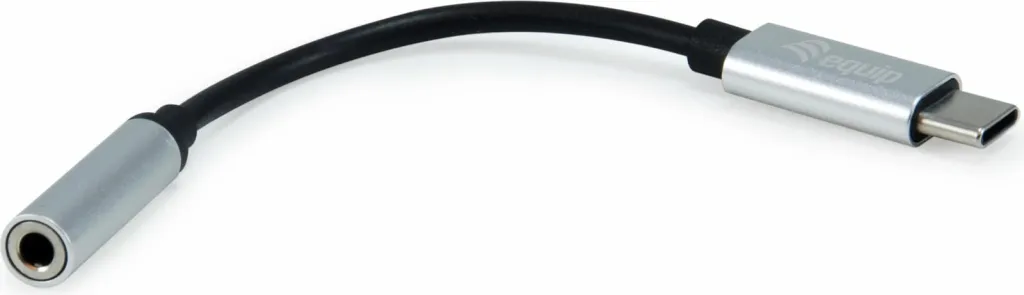 Adapter USB-C në 3.5mm Equip, 0.15m, i zi, argjendtë - 1