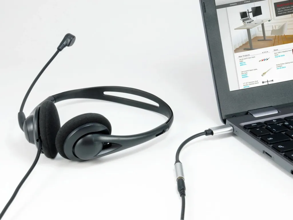 Adapter USB-C në 3.5mm Equip, 0.15m, i zi, argjendtë - 2