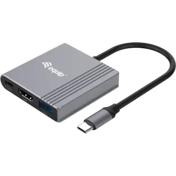 Adapter 3-n-1 USB-C në HDMI/USB-A/USB PD Equip, 3840x2160, i zi/gri