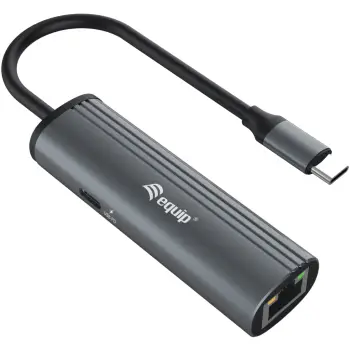 Adapter USB-C në RJ45 Gigabit me Power Delivery 100W, Equip, i zi/gri